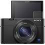 Sony Cybershot® DSC-RX100 IV Front with viewfinder popped out and LCD screen facing forward