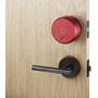 August Smart Lock The August Smart Lock installs on the interior side of your door, and works with your existing hardware and key