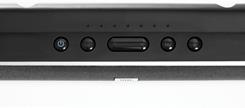 The JBL SB 400 sound bar has front panel controls in addition  to a handy remote