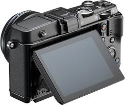The Olympus PEN E-P5 LCD tilts up and down