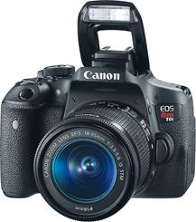 The Canon EOS Rebel T6i Zoom Kit features a built-in flash.