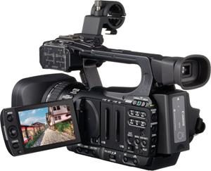 The Canon XF105, with the LCD display deployed