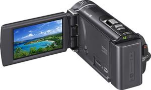The Sony Handycam® HDR-CX200, with the touch-screen LCD display deployed