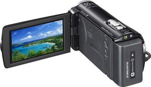 The Sony Handycam® HDR-CX260V, with the touch-screen LCD display deployed