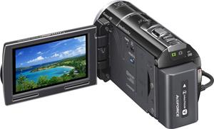The Sony Handycam® HDR-PJ260V, with the touch-screen LCD display deployed