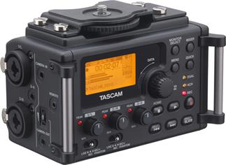 Built-in tripod mounts allow the TASCAM DR-60D recorder/mixer to integrate with any DSLR shooting rig