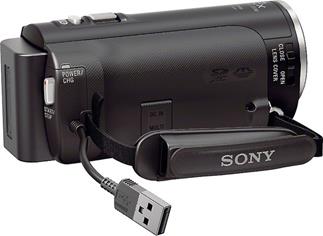 The Sony Handycam® HDR-CX220 camcorder has its own USB cable built-in