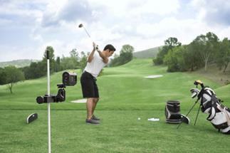 The Sony HDR-AS15 Golf Action Camera Package in use on the links