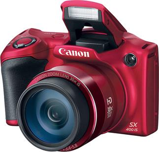 The Canon PowerShot SX400 IS has a built-in flash to help light your scene.