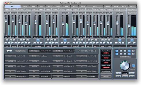 Saffire MixControl digital routing and mixing software