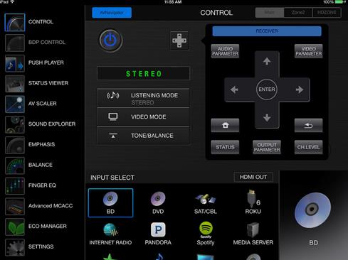 iControlAV5 remote app for the Pioneer VSX-824