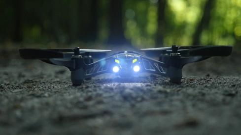 Twin LED lights on the Parrot Swat let you enjoy some flight time after the sun goes down.