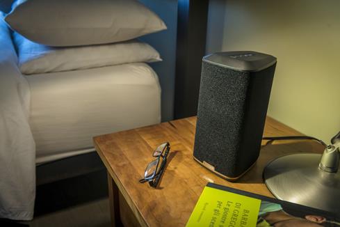 The Klipsch Reference RW-1 on a bedroom table
