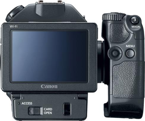Canon's XC15 has a rotating grip that makes handheld shooting a breeze.