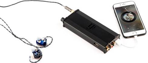 iFi Audio micro IDSD black label connected to phone