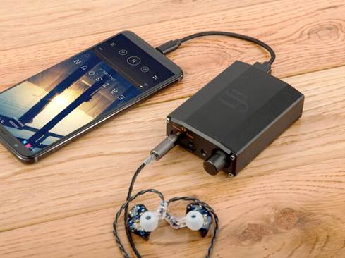 iFi Audio nano iDSD connected to a phone.