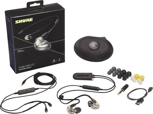 Shure SE425 earphones and accessories