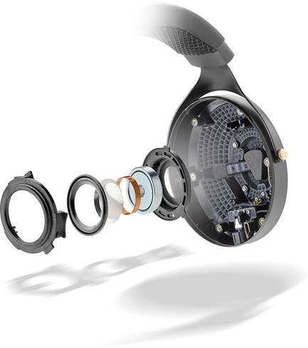 Exploded view of the Focal for Bentley Radiance headphone drivers
