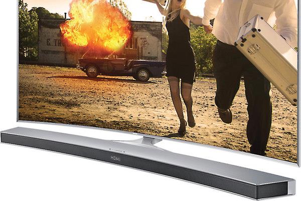 curved sound bar with TV