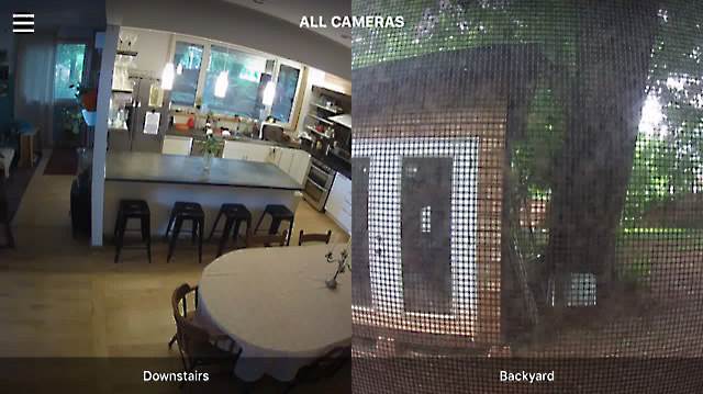 Logitech Circle 2 wall-mounted camera downstairs and backyard view