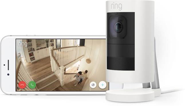 Ring Stick Up Cam and app footage of home