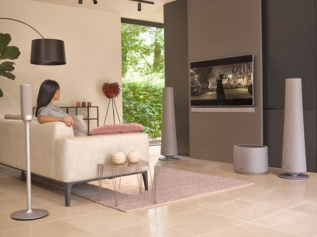 Full Harman Kardon Citation surround setup in modern living room