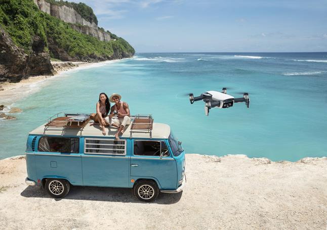 DJI Mavic Air drone taking an aerial selfie