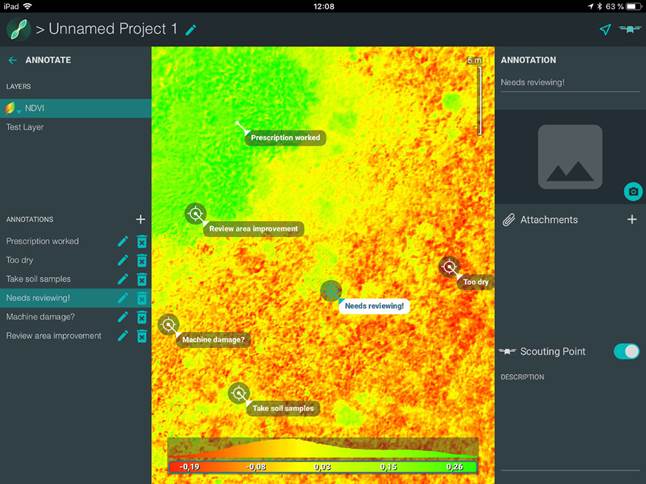 Agriculture analysis of Parrot Bluegrass Fields drone data via Pix4DFields software.