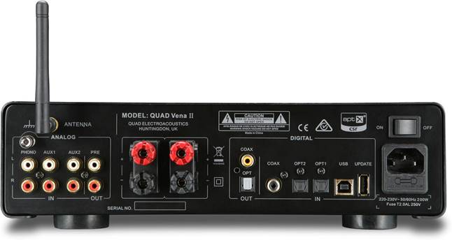 Back of Quad Vena II integrated amplifier