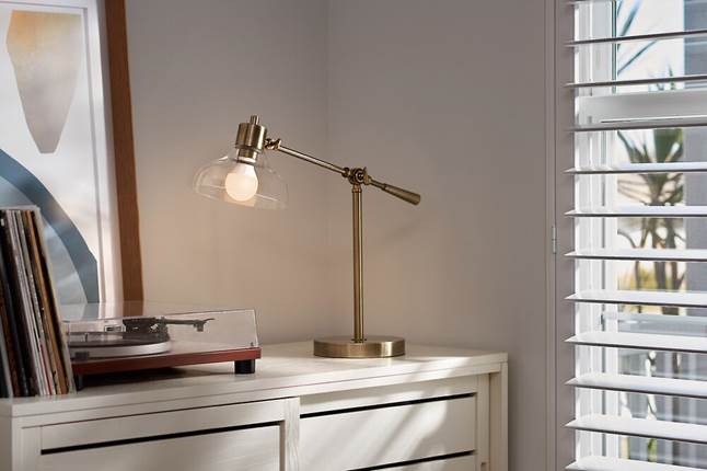 Ring A19 smart bulb in desk lamp