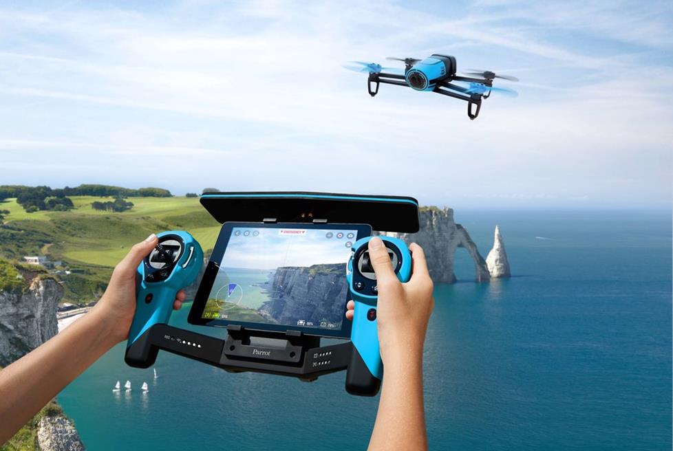 Parrot Bebop quadcopter drone in flight