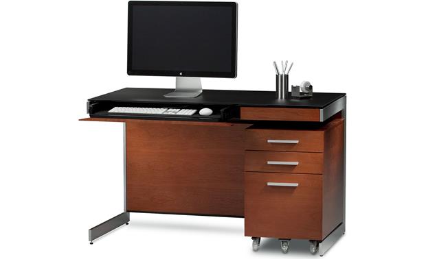 BDI Sequel 6003 Compact Desk Natural Cherry shown with optional Sequel file cabinet (cabinet, computer and office supplies not included)