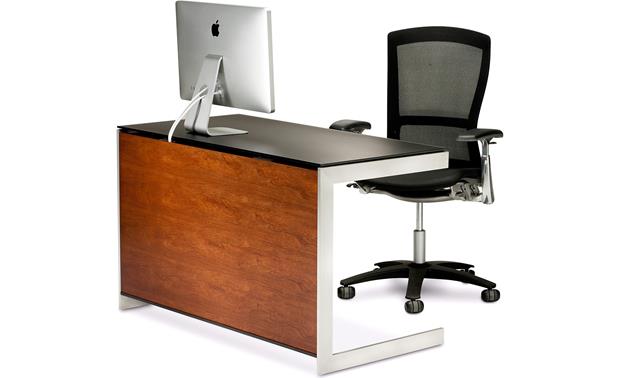 BDI Sequel 6003 Compact Desk Natural Cherry shown with optional back panel (panel, computer, and office supplies not included)