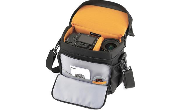 Camera Kit for Hybrid- and DSLR-sized Cameras LowePro Adventura 170 shoulder bag, interior compartment packed (camera and accessories not included)
