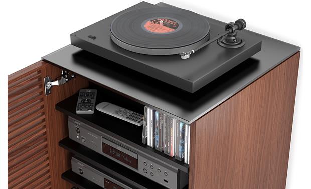 BDI Corridor 8172 Chocolate Stained Walnut - glass top supports a turntable (components and media not included)