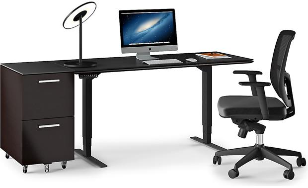 BDI Sequel 6051 Espresso Stained Oak - sitting position (file pedestal available seperately, computer, chair and accessories not included)