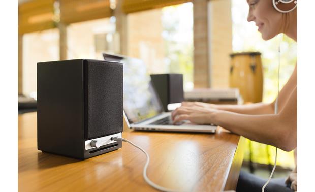 Audioengine HD3/Pro-Ject Debut Carbon/Phono Box DC Bundle Use the speakers' front headphone jack when you need to keep your music to yourself