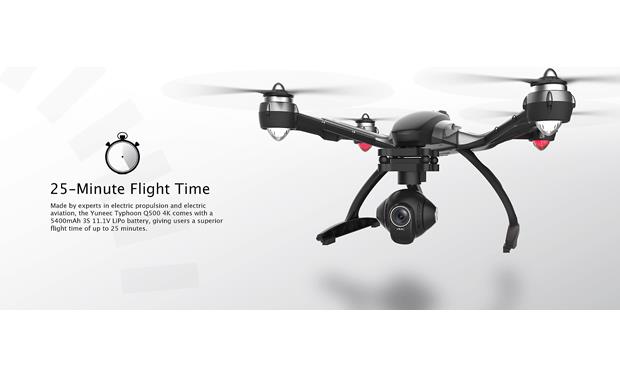 Yuneec Typhoon Q500 4K RTF Quadcopter Bundle Spend 25 minutes in the air on a single battery charge