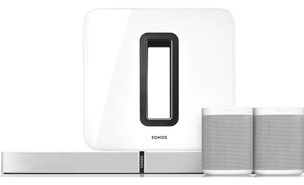 Sonos Playbase 5.1 Home Theater System with Voice Control White Playbase, Sub, and 2 Sonos One speakers