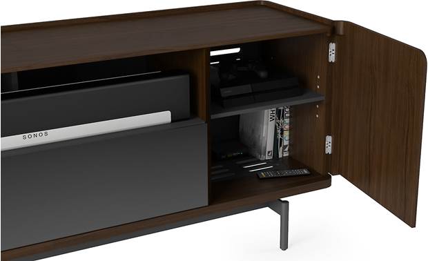 BDI Radius 8839 Toasted Walnut - side compartments for additional storage (components and accessories not included)