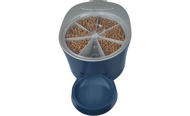 PetSafe Six Meal Pet Feeder Clear, locking lid allows for a quick refill check while keeping the food fresh and secure
