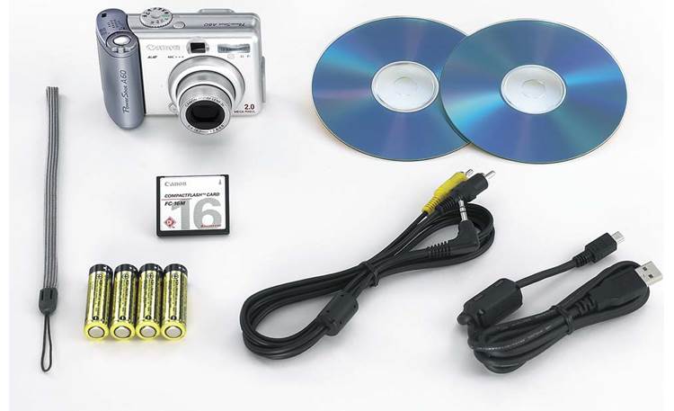 Canon Powershot A60 Shown with included accessories