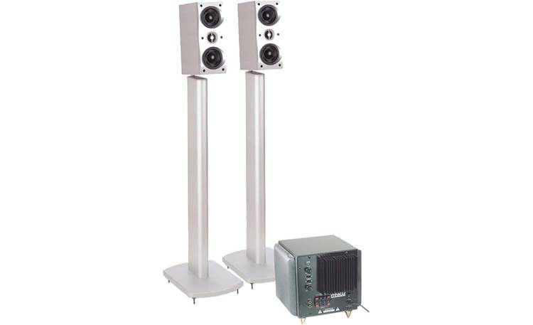 Pinnacle Quantum System with SubSonic Subwoofer Satellites on optional Q-Stands with subwoofer