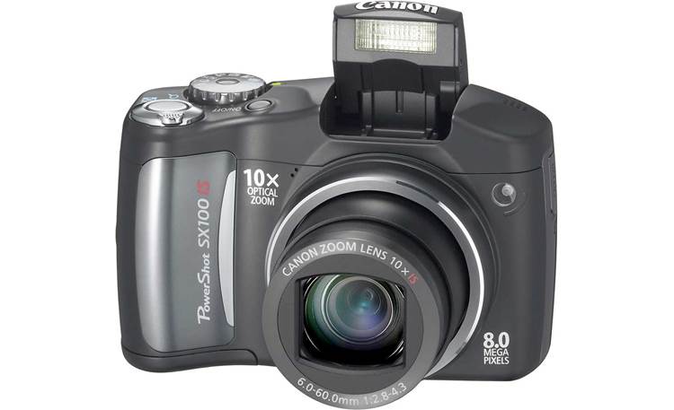 Canon PowerShot SX100 IS Front with pop-up flash