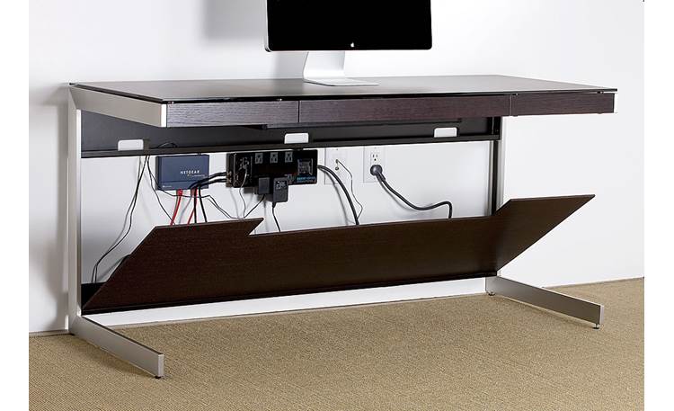 BDI Sequel 6001 Desk Espresso showing wall placement (computer and cables not included)