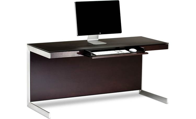 BDI Sequel 6001 Desk Espresso with drawer open (computer and office supplies not included)