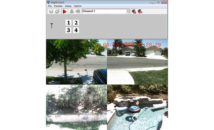 Night Guard Home Security Monitoring System Sample of monitoring system with four cameras installed