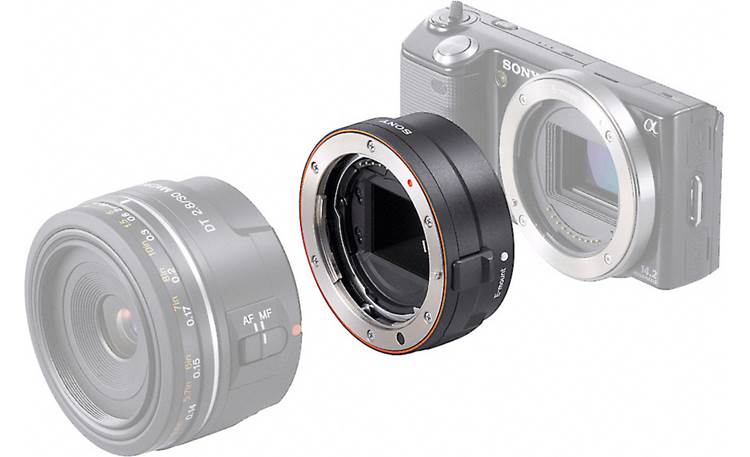 Sony LA-EA1 LA-EA1 adapter placed between A-mount lens and E-mount camera body
