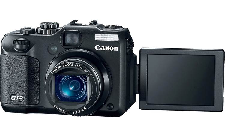 Canon PowerShot G12 Front with LCD screen open