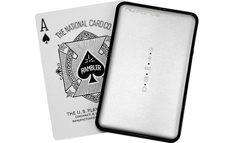 NuForce Icon Mobile™ Shown with playing card for scale (silver)